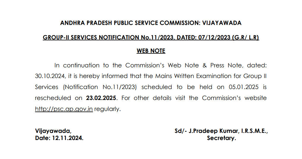 APPSC Group 2 Mains Exam Date 2024 Changed, Check Official Notice_3.1