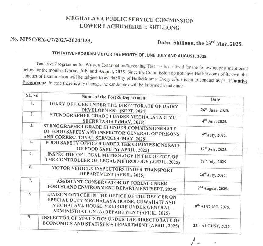 mpsc stenographer exam date 2025