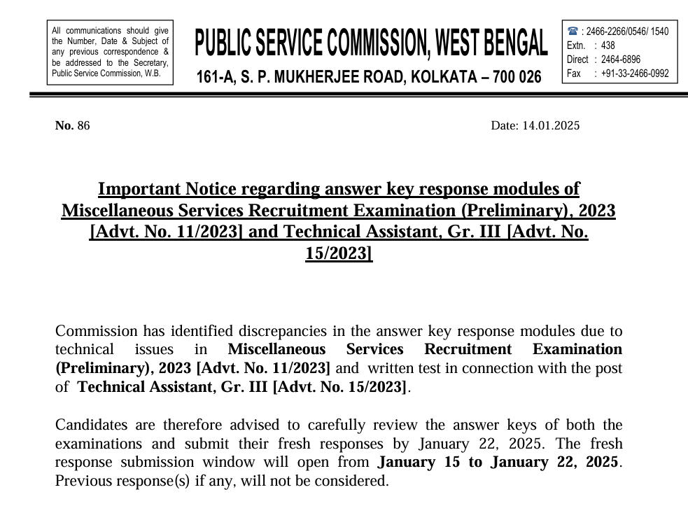 wbpsc miscellaneous answer key