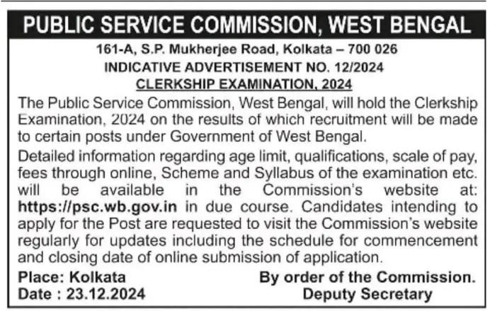 WBPSC Clerkship Notification 2025, Check Indicative Advertisement_3.1