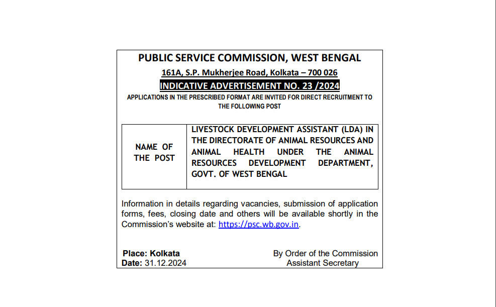 WBPSC Livestock Development Assistant 2025 Short Notification Out_3.1