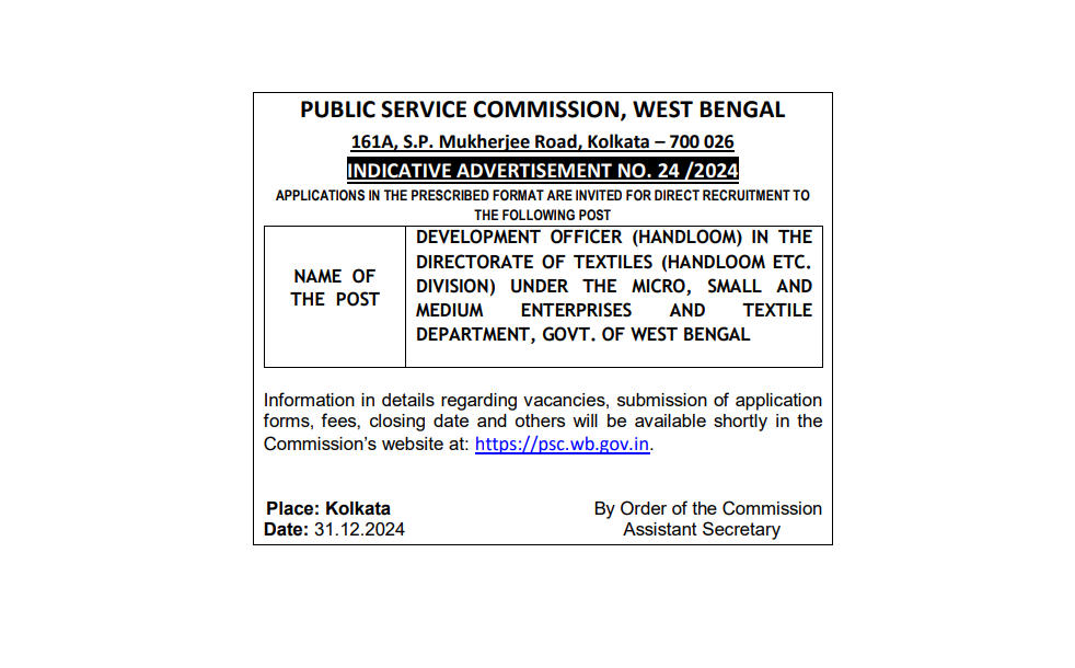 WBPSC Development Officer Handloom 2025 Short Notice Out_3.1