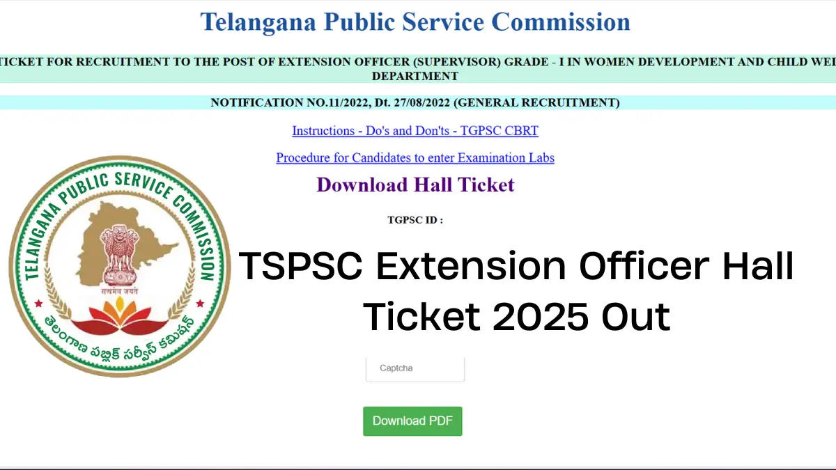 TSPSC Extension Officer Hall Ticket 2025