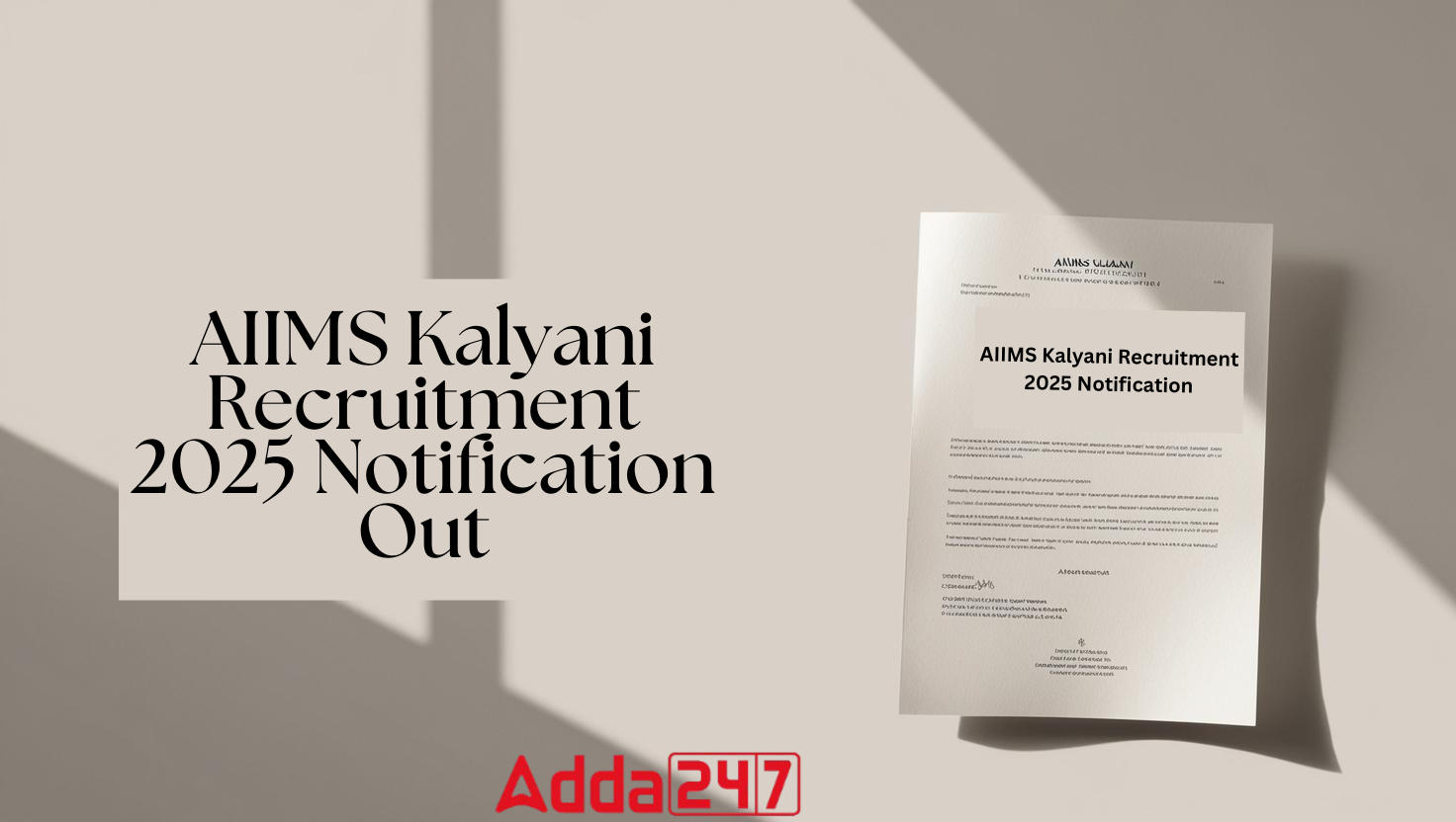 AIIMS Kalyani Recruitment 2025 Notification