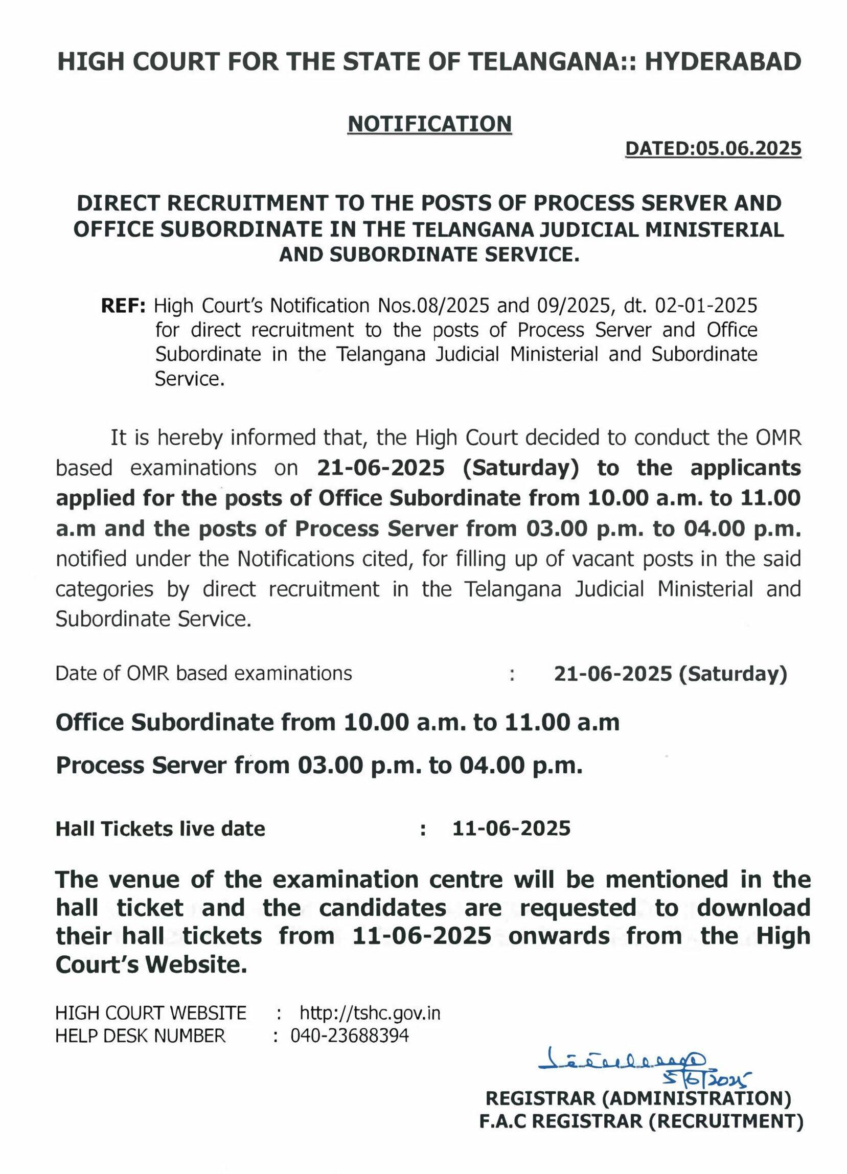 Telangana High Court Office Subordinate Exam Date 2025 Out, Admit Card Link Active Soon_4.1