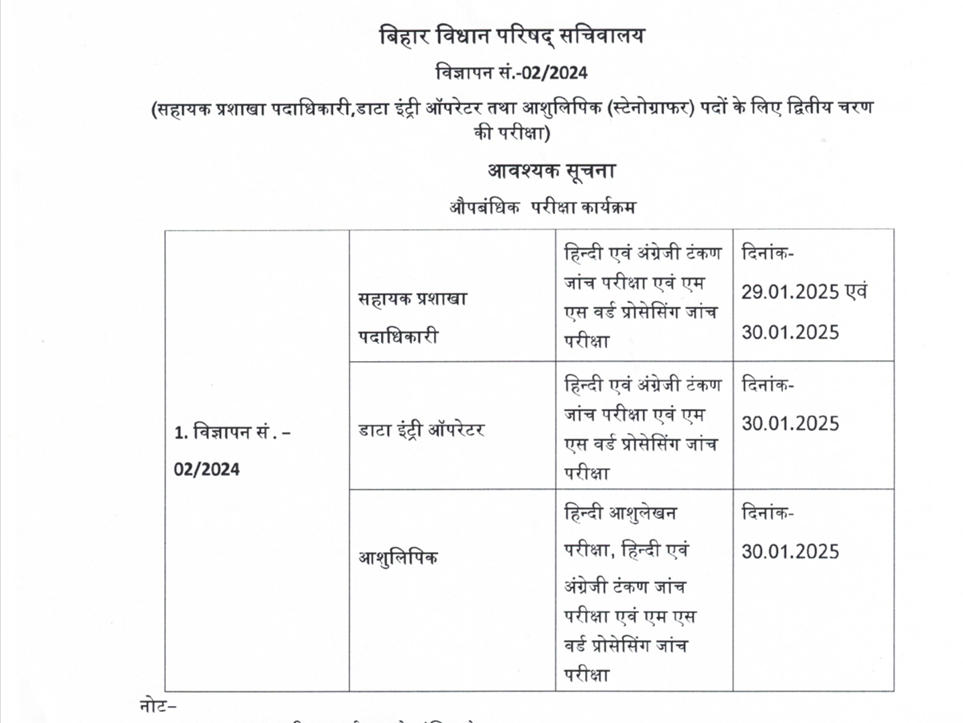 Bihar Vidhan Parishad Exam Date 2025 Out, Check ABO, Steno, DEO Mains Exam Schedule_3.1