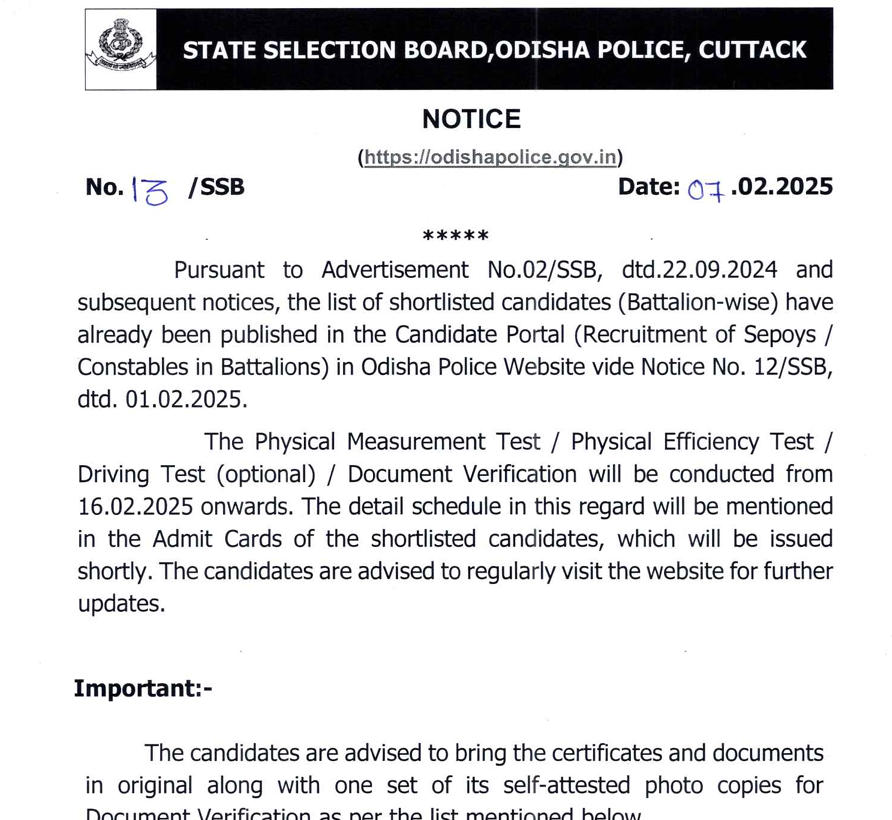 Odisha Police Constable PET Schedule 2025 Out, Check Physical Test Dates_3.1