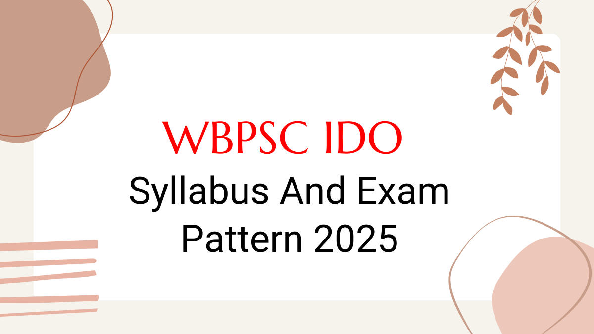 WBPSC IDO Syllabus 2025