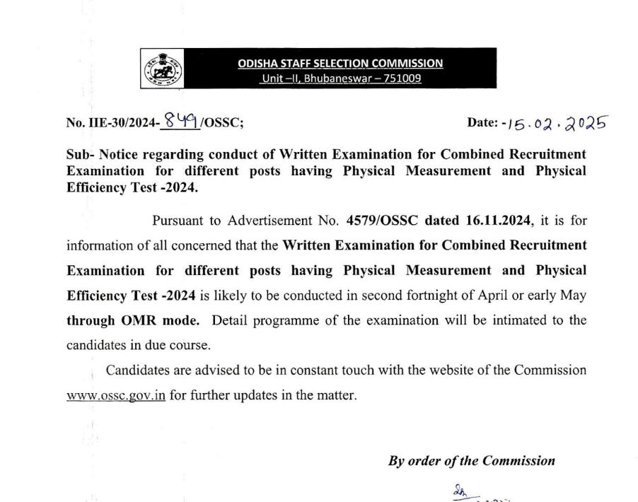 OSSC CRE Exam Date 2025, Check Traffic and Exercise SI Schedule_3.1