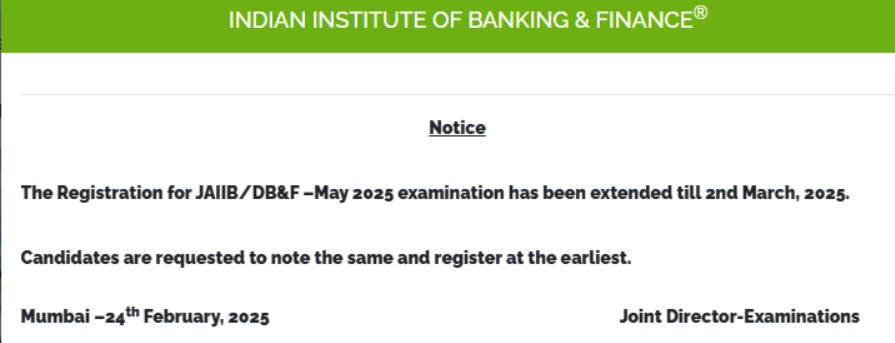 JAIIB Registration 2025 for May Cycle Extended, Apply Online, Exam Date_3.1