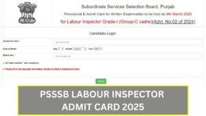 PSSSB Labour Inspector Admit Card 2025