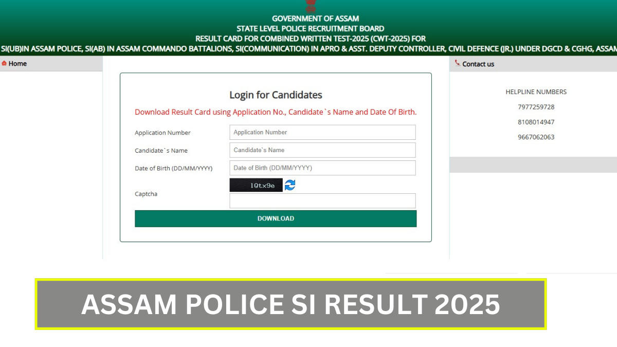 Assam Police SI Result 2025