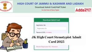 JK High Court Stenotypist Admit Card 2025
