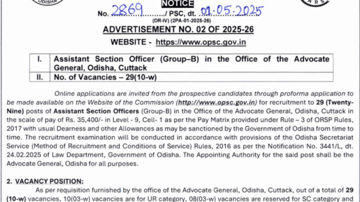 OPSC ASO Recruitment 2025
