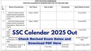 SSC Calendar 2025 Out