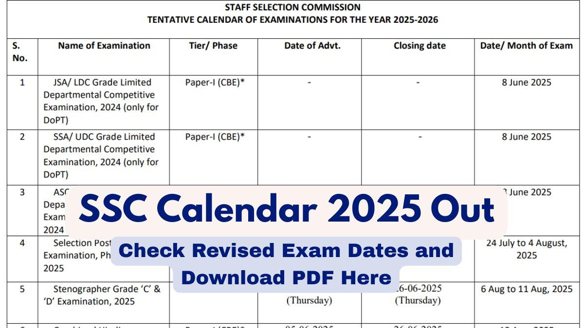SSC Calendar 2025 Out