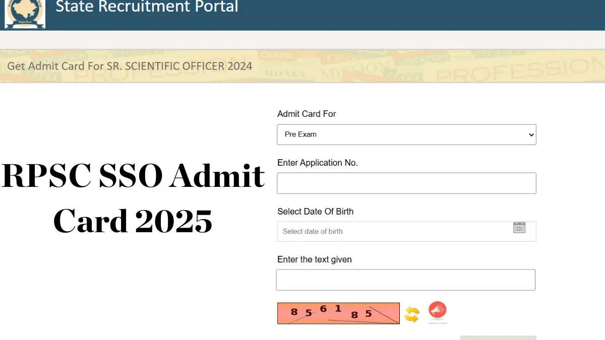 RPSC SSO Admit Card 2025 Download Link