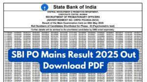 SBI PO Mains Result 2025 Out