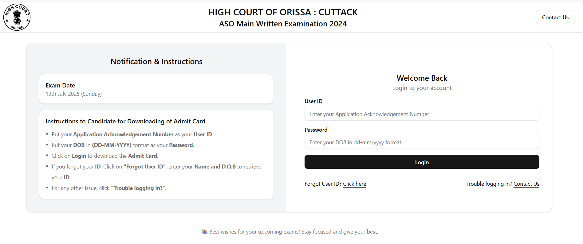 Orissa High Court ASO Admit Card 2025 Out
