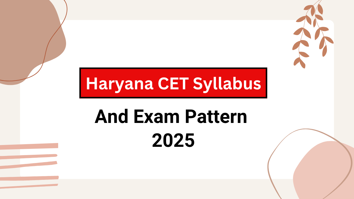 Haryana CET Syllabus 2025