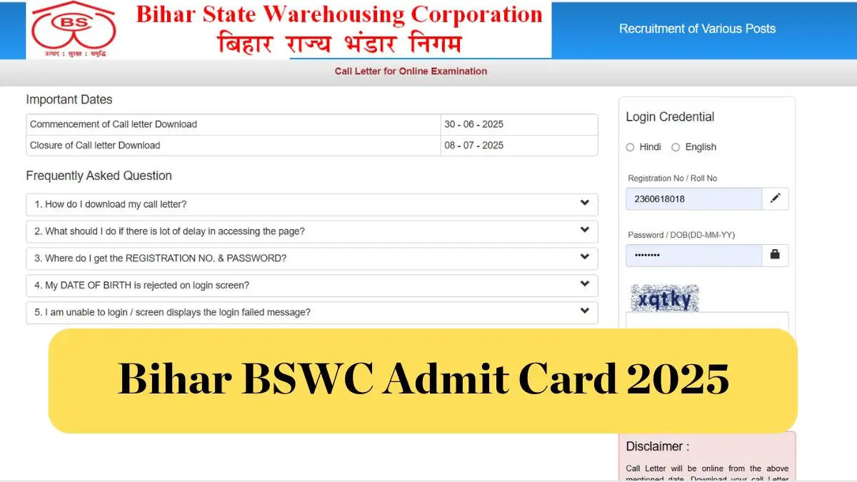 BSWC Admit Card 2025