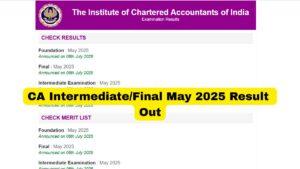 CA Intermediate/Final May 2025 Result Out