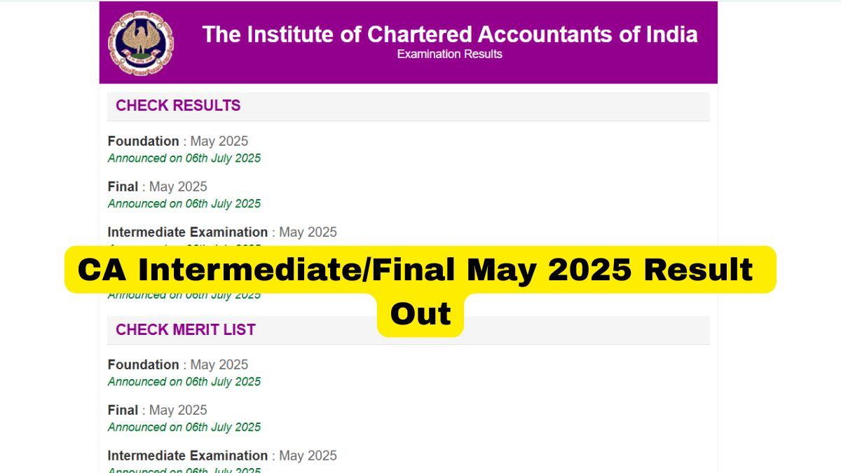 CA Intermediate/Final May 2025 Result Out