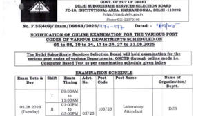 DSSSB Exam Date 2025