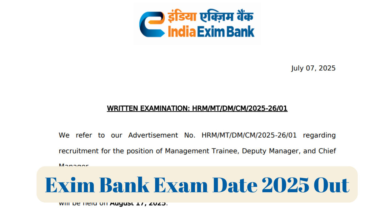 Exim Bank Exam Date 2025