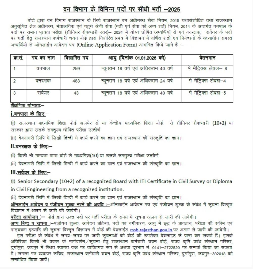 RSSB Forest Guard and Forester Recruitment 2025 For 785 posts, Notification Out