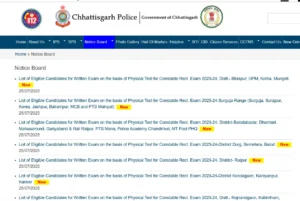 CG Police constable physical test result 2025