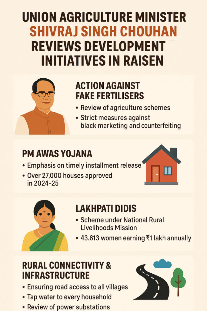 Union Agriculture Minister Reviews Welfare Schemes in Raisen During Vidisha Visit