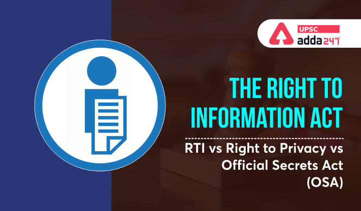 The Right to Information Act - RTI vs Right to Privacy vs Official Secrets Act (OSA) UPSC