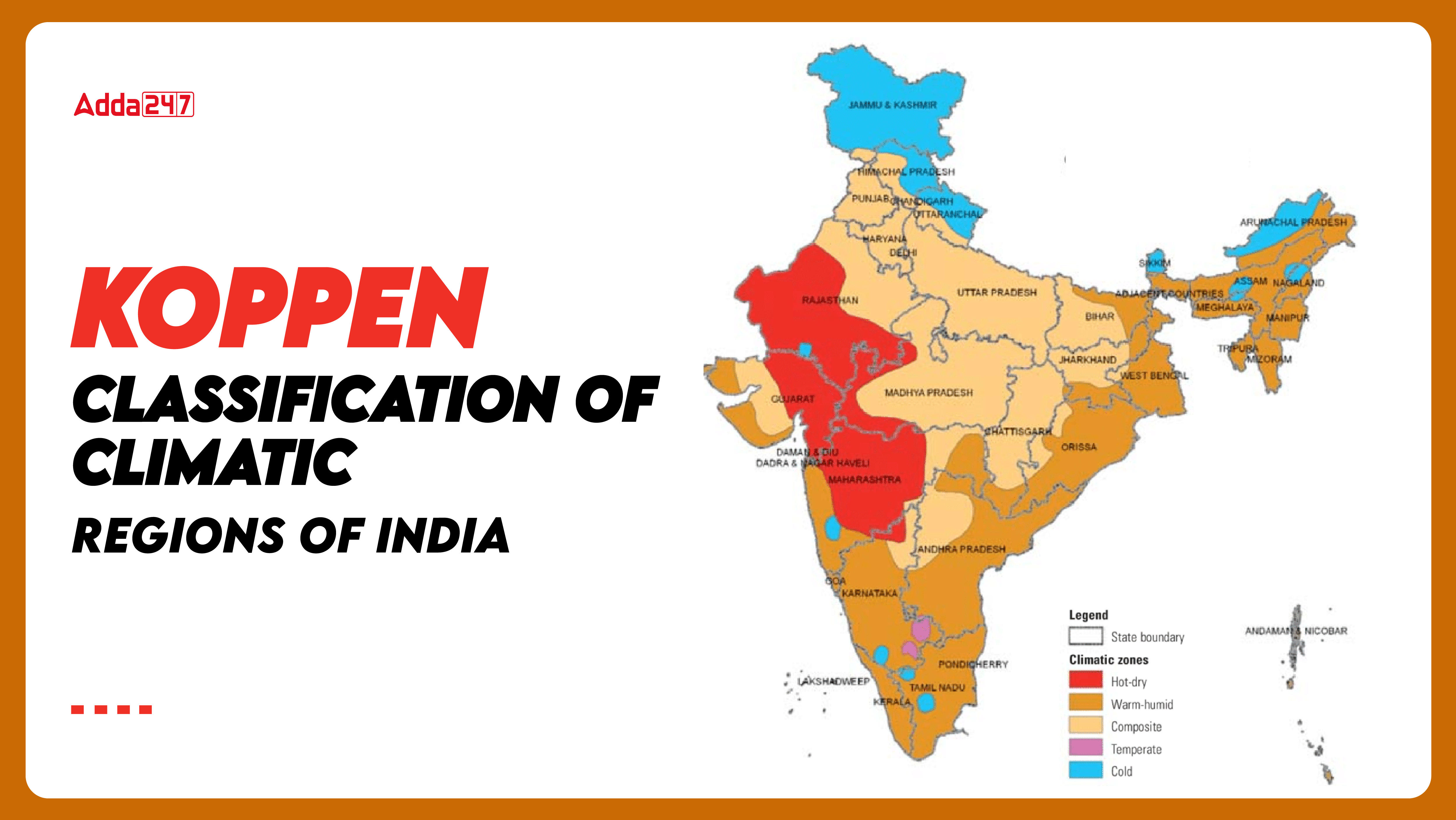 Koppen Classification of Climatic Regions of India