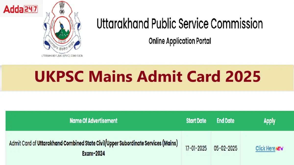 UKPSC Mains Admit Card 2025