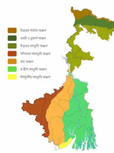 পশ্চিমবঙ্গের মানচিত্রে ভূমিরূপগুলির বিন্যাস
