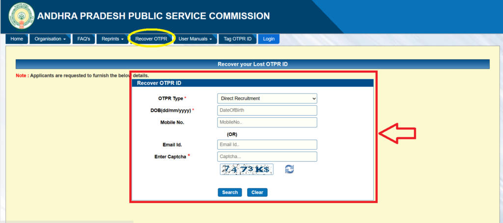 APPSC OTPR Complete Registration Process & Steps to Retrieve Password_8.1