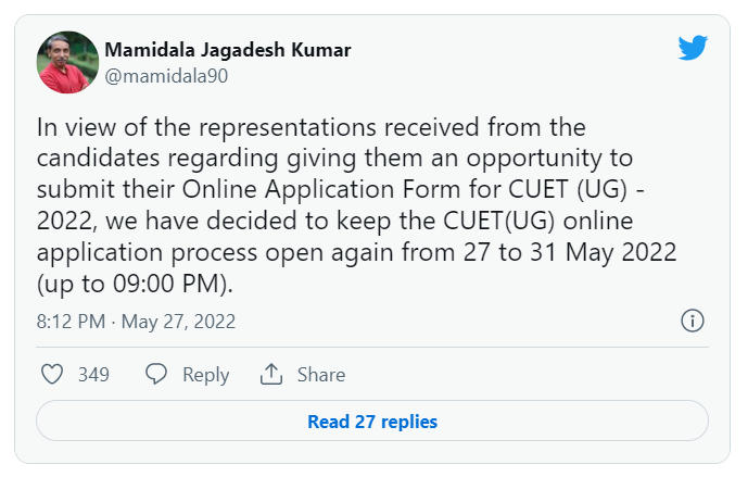 CUET 2022 Application Process Reopens, Now Apply Till 31st May at cuet.samarth.ac.in_40.1