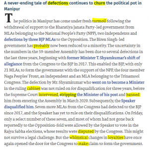 The Hindu Editorial Vocabulary- Revolving door: On Manipur politics | 20 June 2020_50.1
