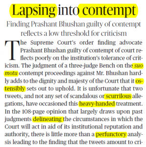 The Hindu Editorial Vocabulary- Lapsing into Contempt ; 18 August, 2020 | Latest Hindi Banking jobs_3.1