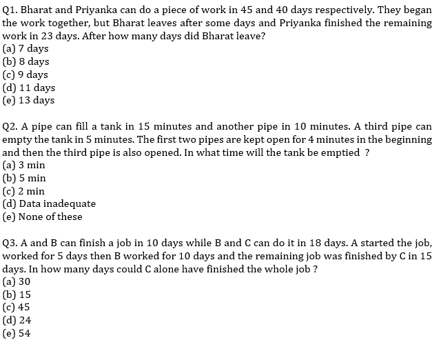 IBPS PO Prelims Quantitative Aptitude Mini Mock 9- Time & Work and Pipes & Cistern |_4.1