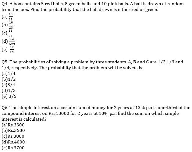 IBPS PO Prelims Quantitative Aptitude Mini Mock 36- Simple Interest & Compound Interest, Probability and Permutation & Combination |_4.1