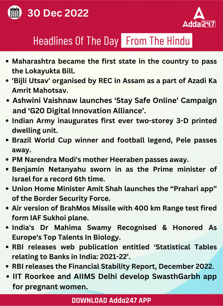 30th December Daily Current Affairs 2022: Today GK Updates for Bank Exam_17.1