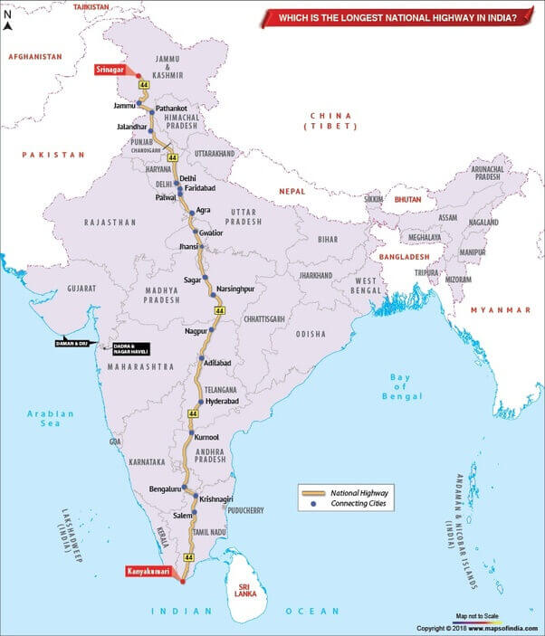 Longest Highway in India 2020: Top 10 Longest National Highways List