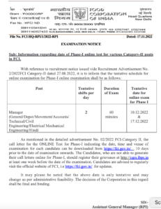 FCI Exam Date 2022 Out, Manager and Assistant Grade 3 Exam Schedule_40.1