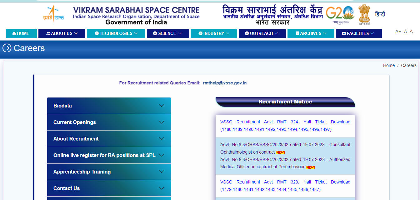 ISRO VSSC Admit Card 2023 Out, ISRO Hall Ticket Link