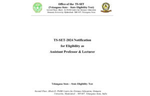 TS SET Notification 2024 Out, Online Form, Fees, Eligibility, Pattern