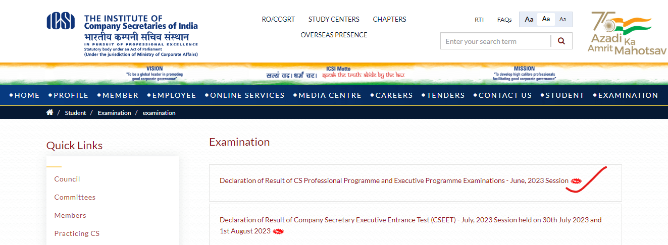 ICSI CS Result 2023 Out, CS Professional and Executive Result Link_4.1