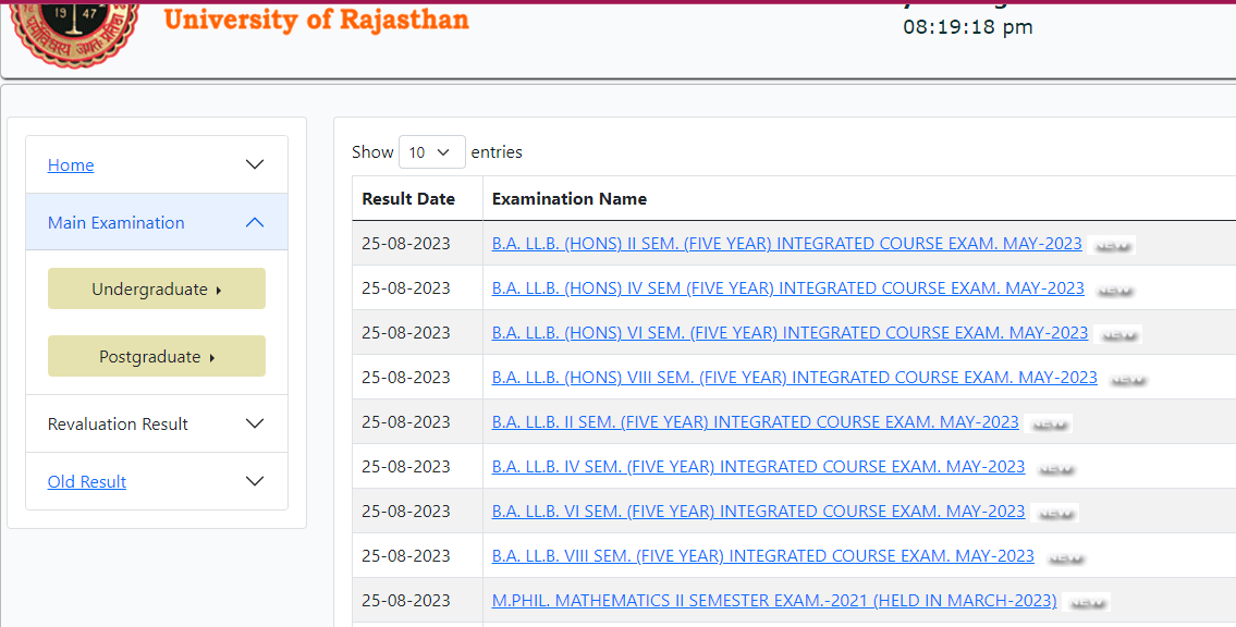Uniraj Result 2023 Out, Rajasthan University M.PHIL., B.A LLB Semesters Results Link_4.1