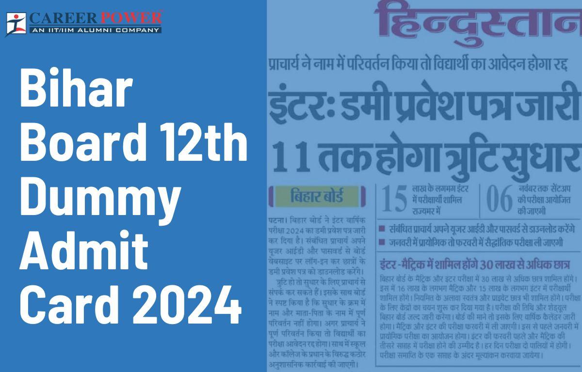 Bihar Board 12th Dummy Admit Card 2024 Out, Download Link_20.1